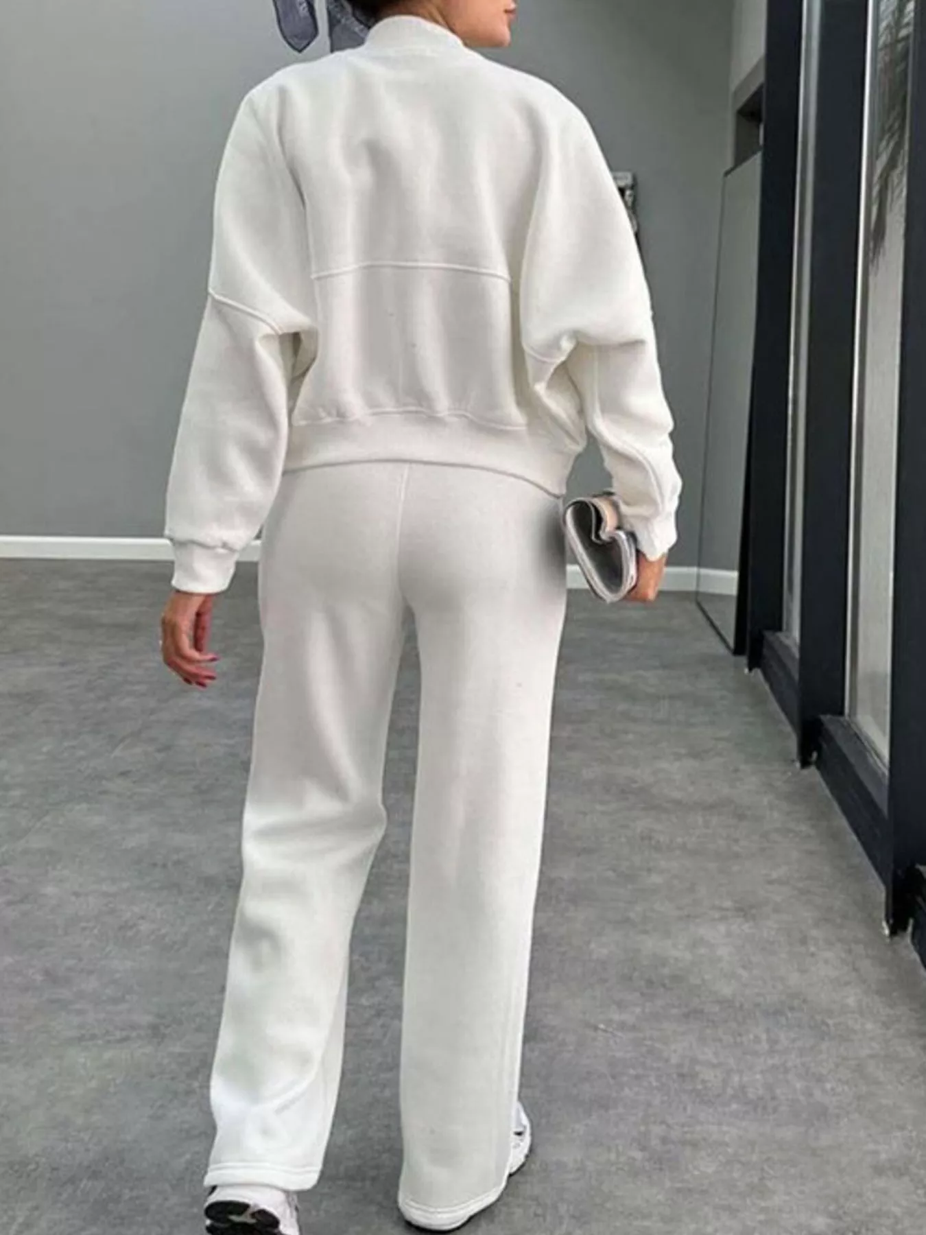 Zip Up Dropped Shoulder Outerwear and Pants Set - Image 28
