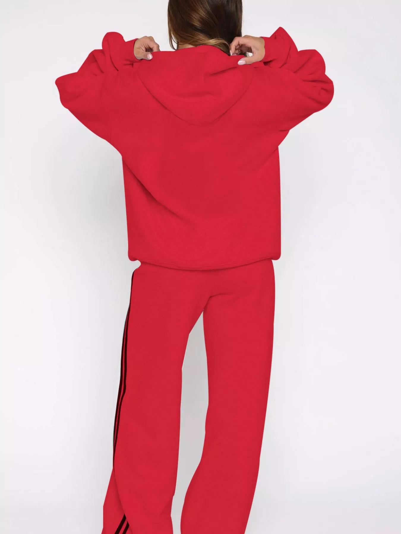 Zip Up Hoodie and Striped Pants Set - Image 12