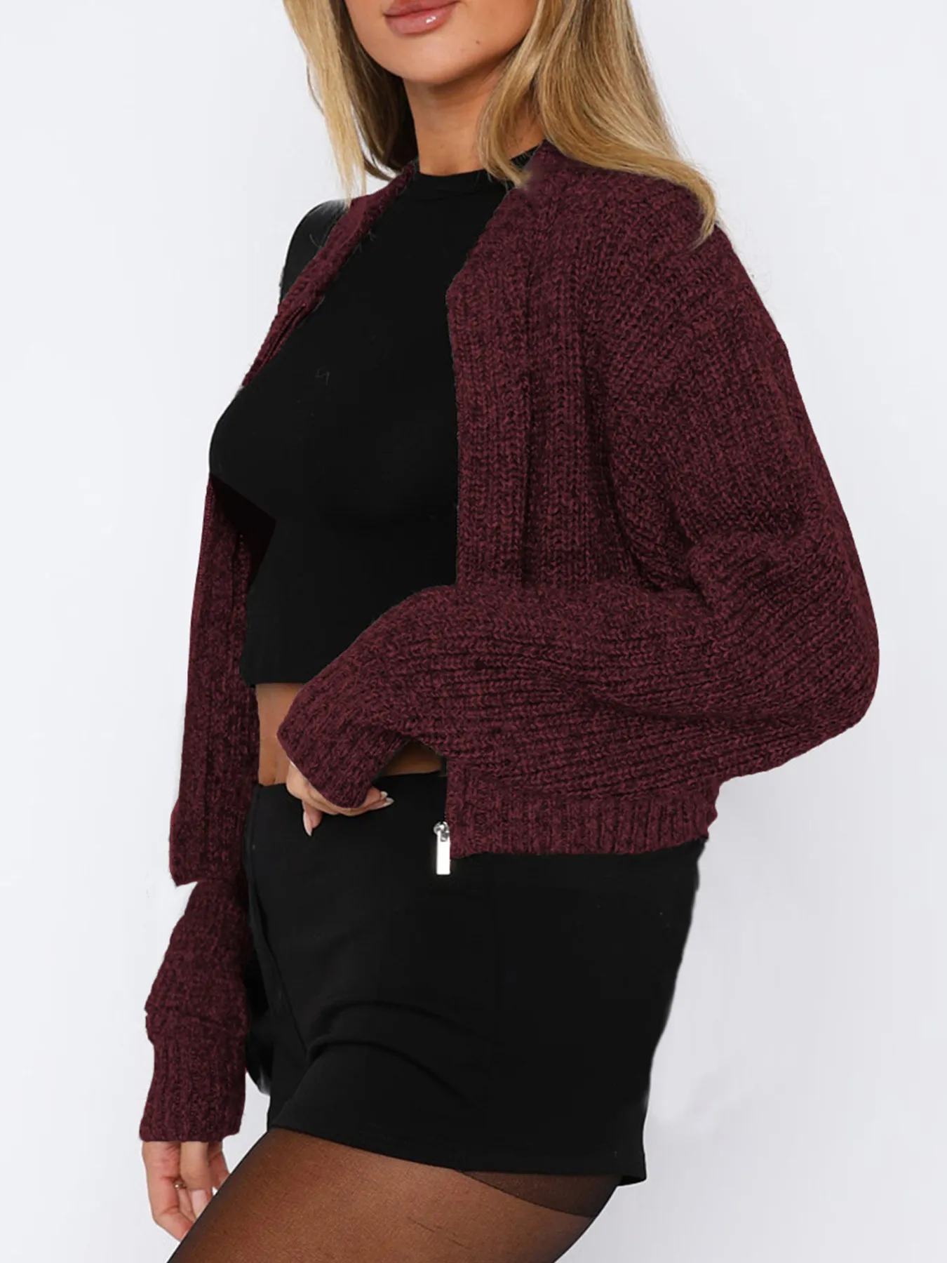 Zip Up Long Sleeve Cardigan - Image 10