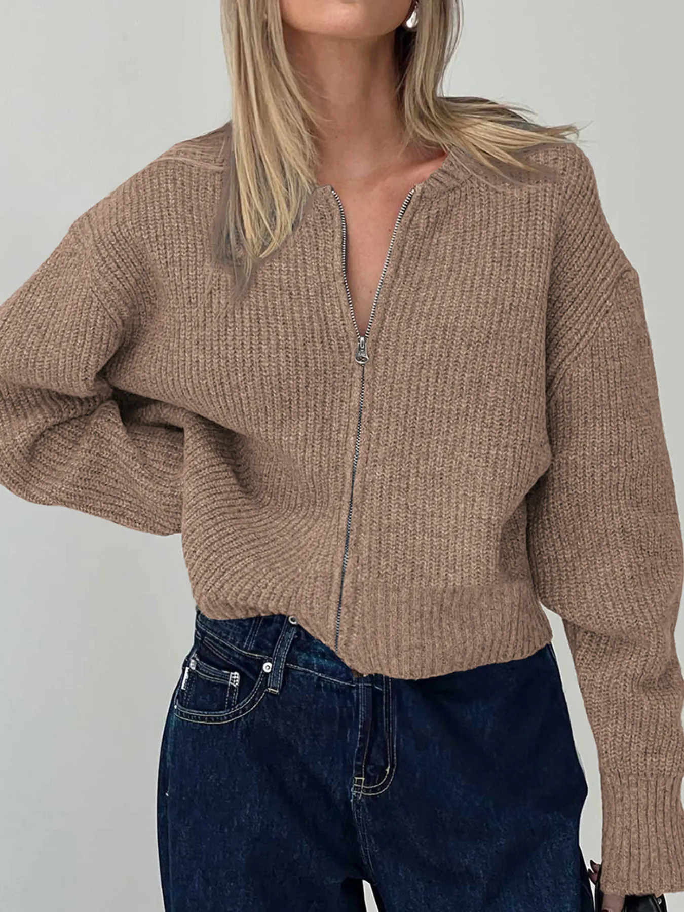 Zip Up Long Sleeve Cardigan - Image 5