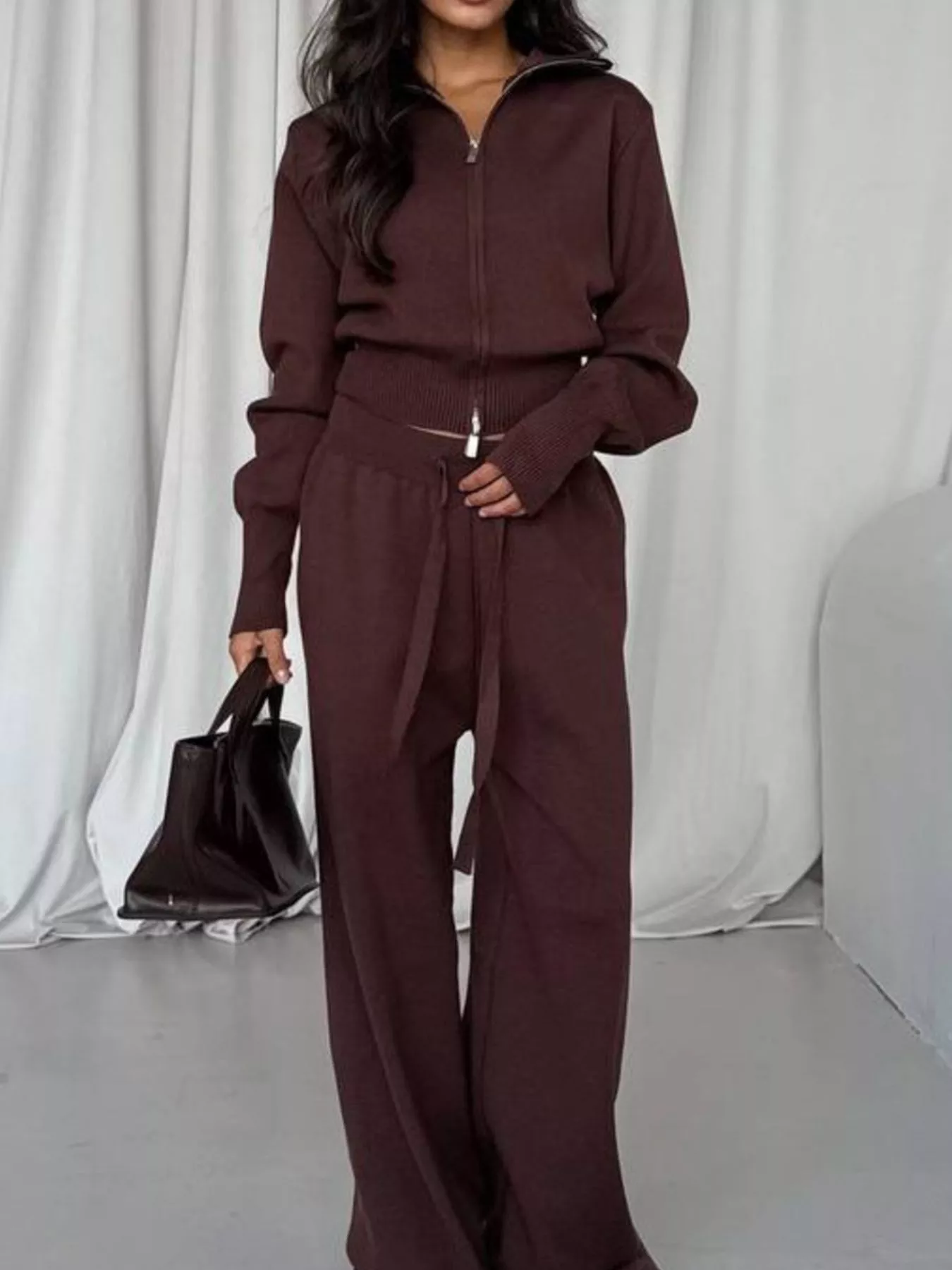 Zip-Up Outerwear and  Drawstring Pants Set - Image 4
