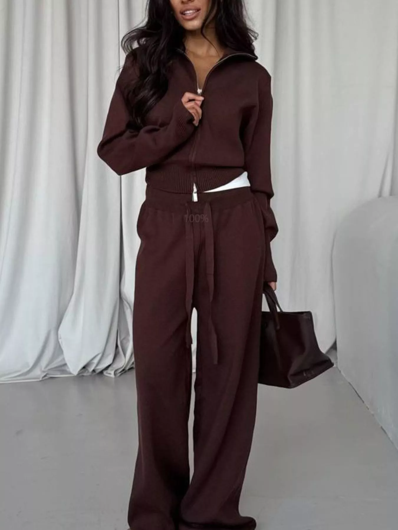 Zip-Up Outerwear and  Drawstring Pants Set - Image 5
