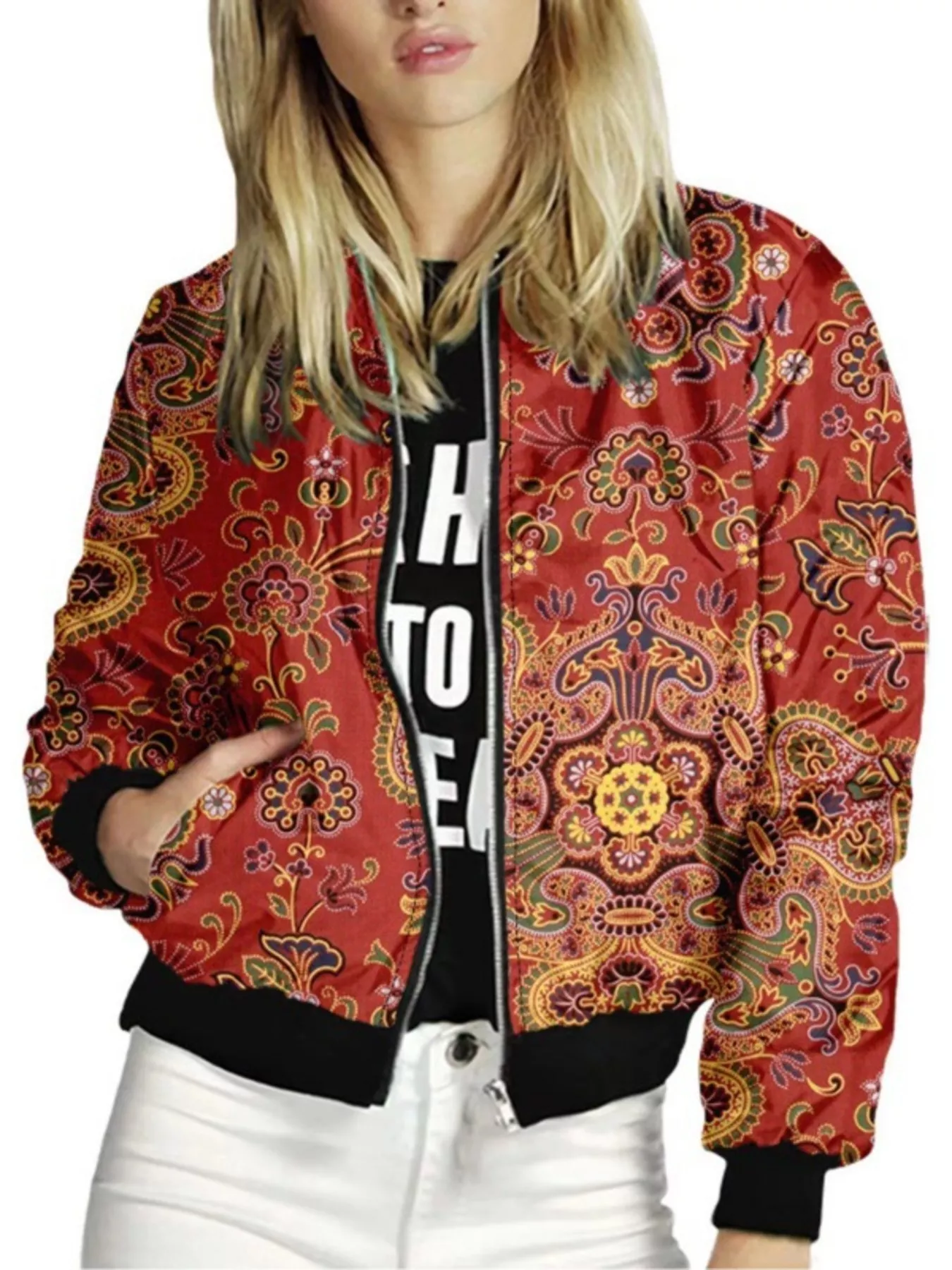 Zip Up Printed Jacket - Image 7