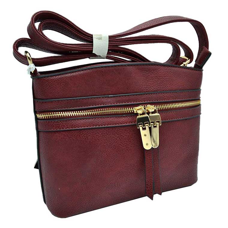 Zipper Detail Women's Crossbody Soft Faux Leather Bag - Image 10