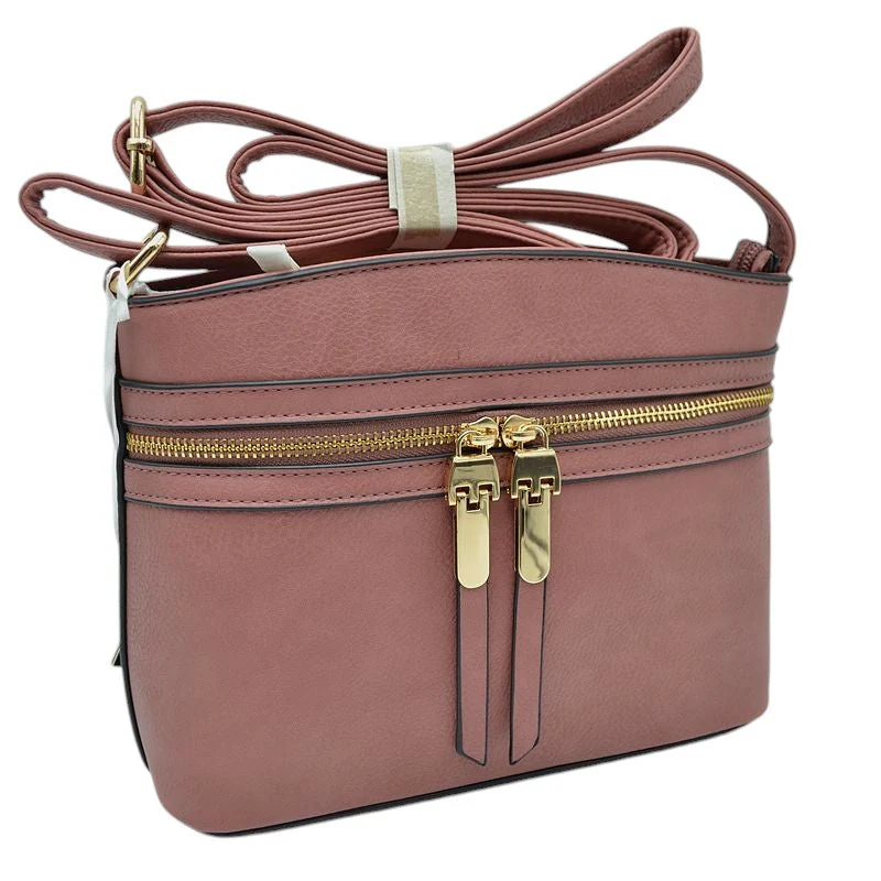 Zipper Detail Women's Crossbody Soft Faux Leather Bag - Image 15