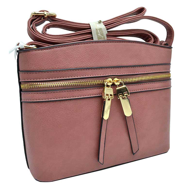 Zipper Detail Women's Crossbody Soft Faux Leather Bag - Image 5